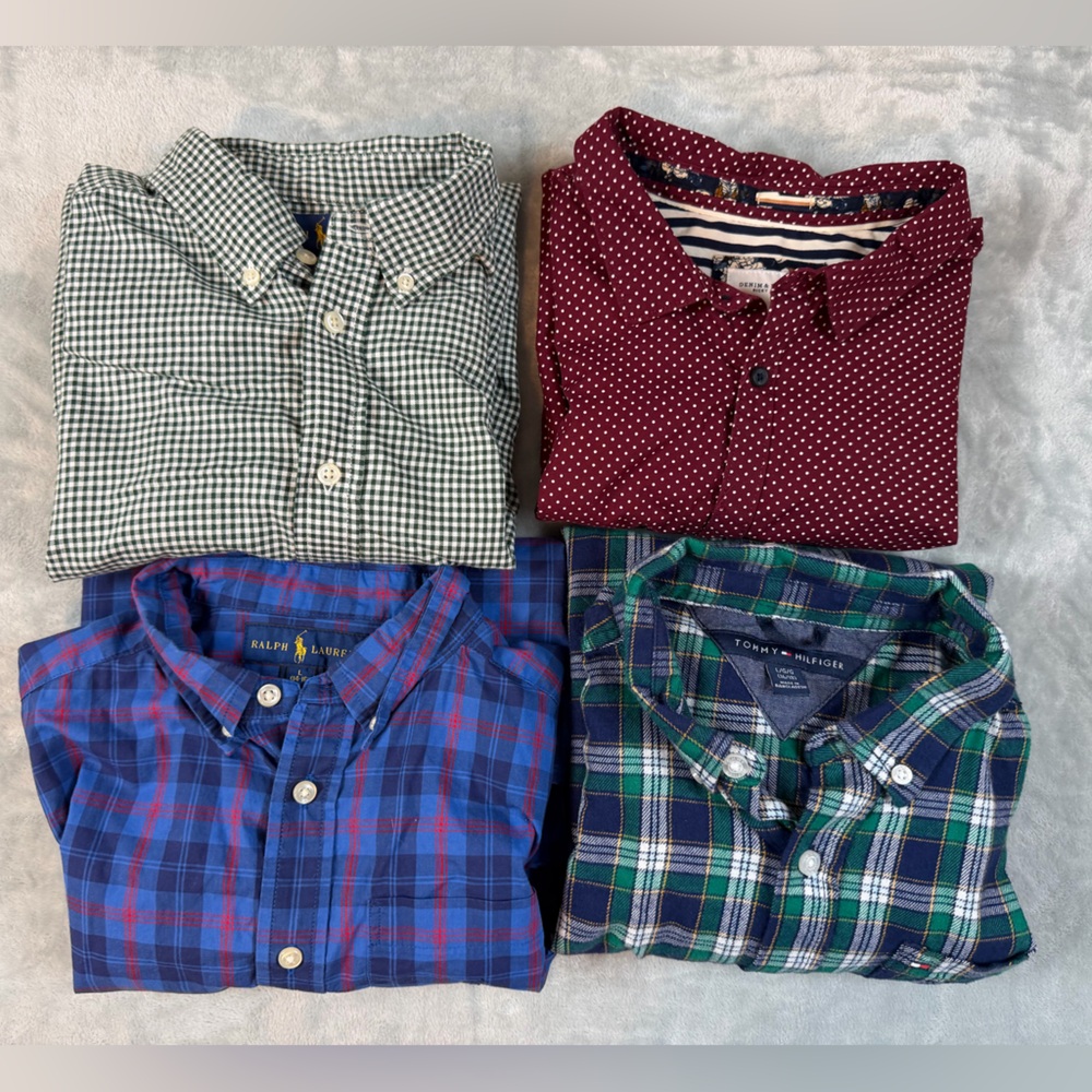 Lot of 4 Polo Ralph Lauren Tommy Hilfiger Boys Large (14-16) Casual Shirts